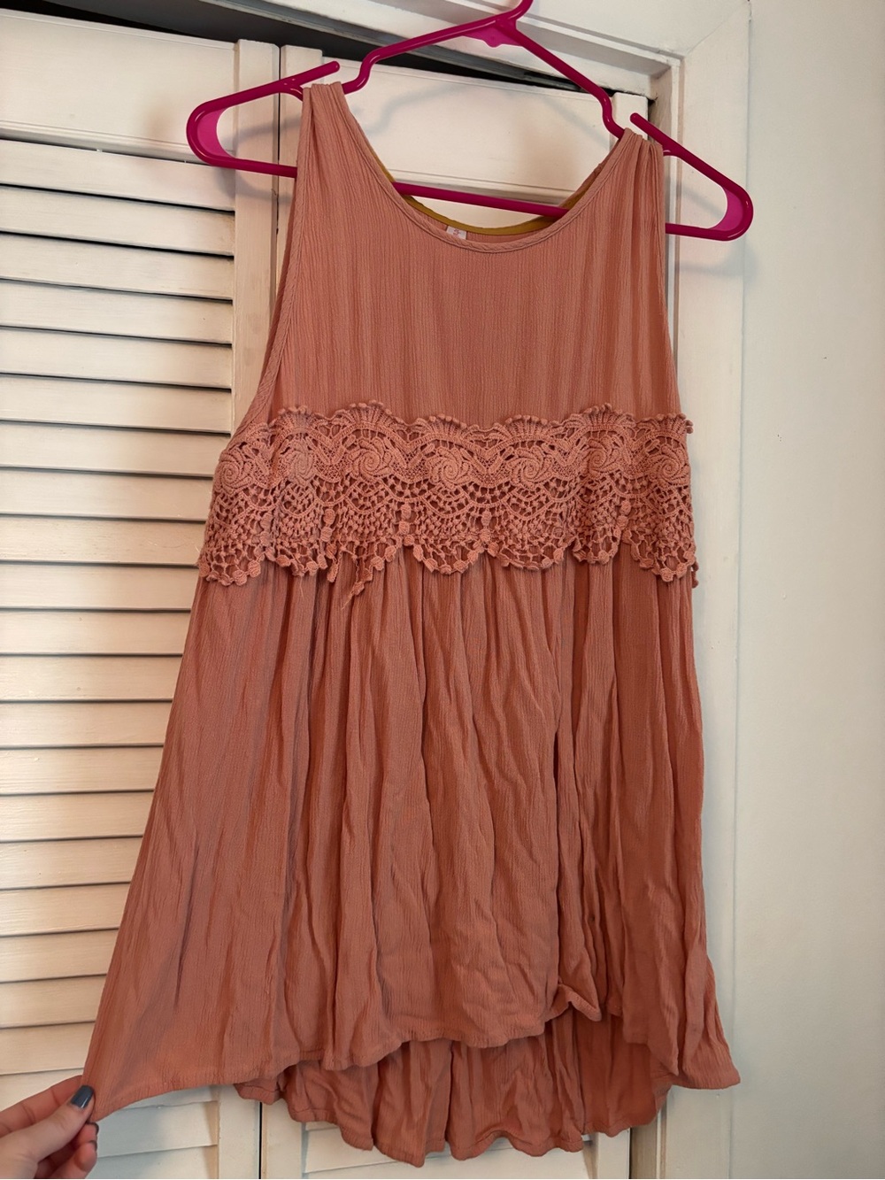 Xhilaration Women's Sleeveless Lace-Trim Dress in Dusty Peach